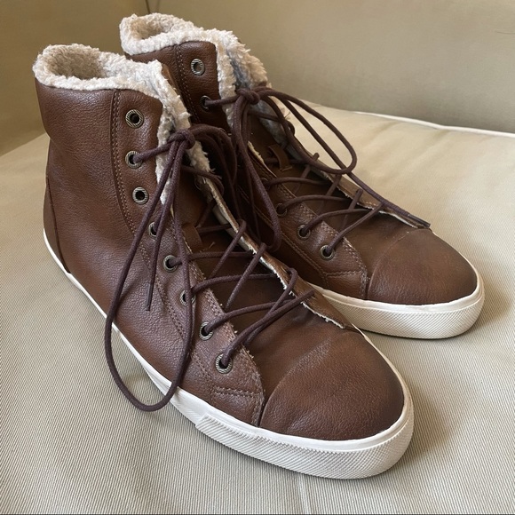 Aldo Brown Shearling Hi-Top Sneakers Size 11 - Picture 2 of 13